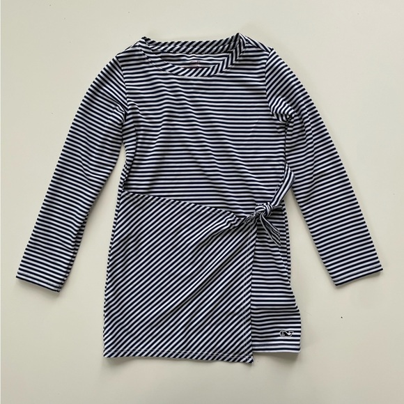 Vineyard Vines Little Girls Striped Navy White Asymmetric Sankaty Dress Size 4T - Picture 1 of 5